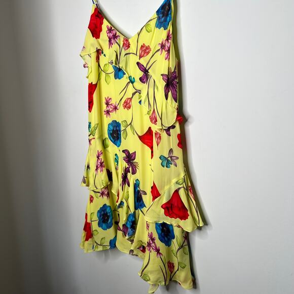 Parker Yellow Ruffle Floral Holly Mini Dress Size 10 - Picture 6 of 9